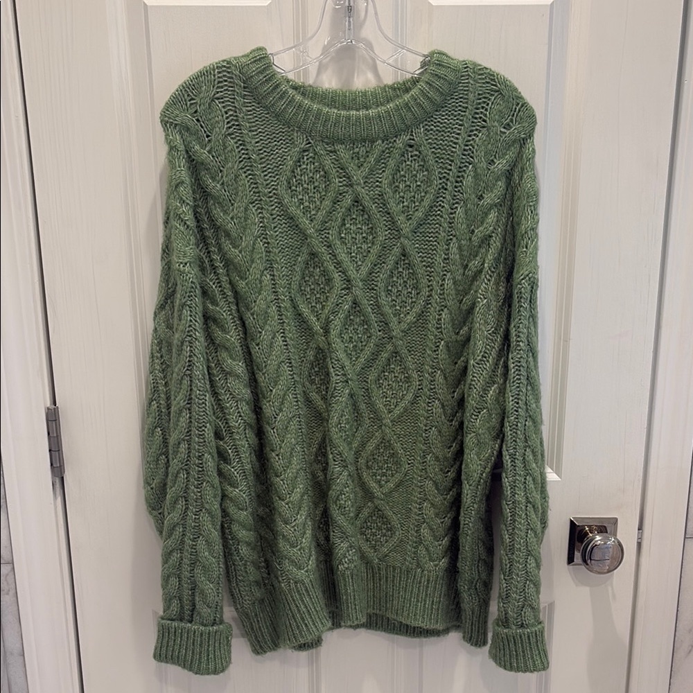 Green Cable Knit Sweater
